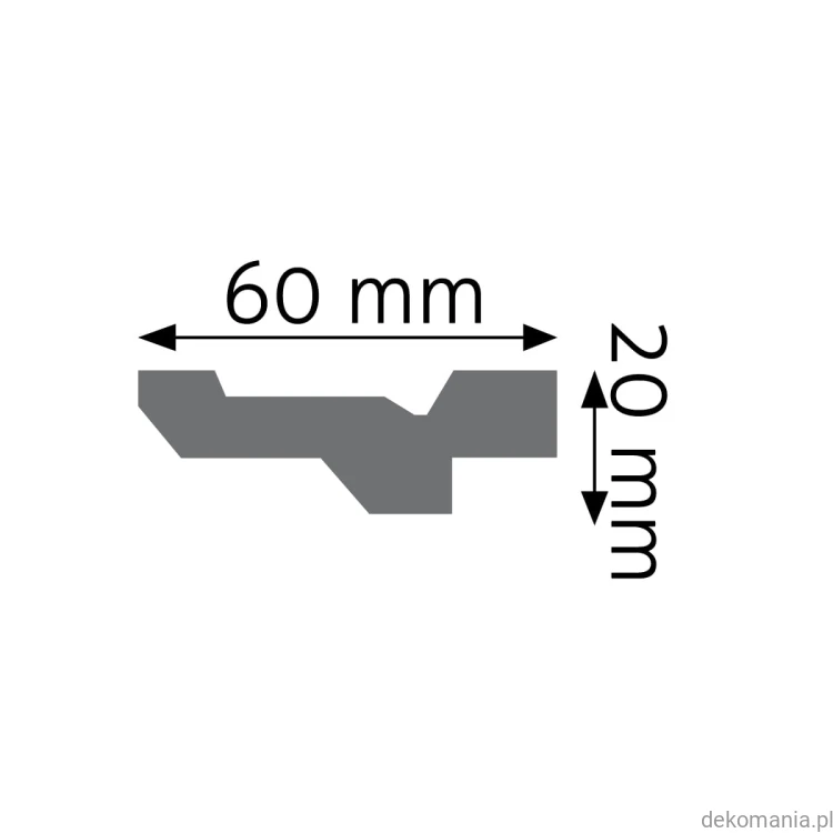 Biała listwa przysufitowa gładka 6x2cm LGG-23 Creativa LGG23 Przekrój.jpg