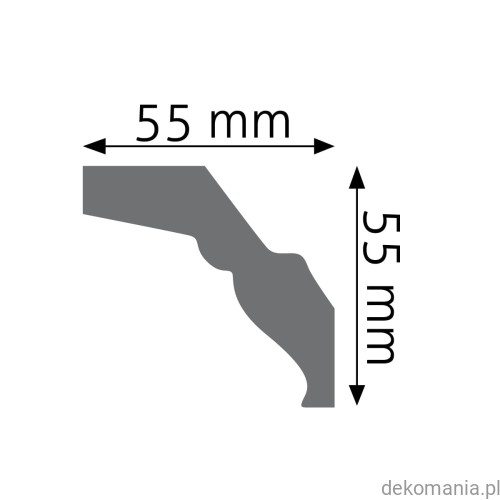 Biała listwa przysufitowa gładka 5,5x5,5cm LGG-25 Creativa LGG25 Przekrój.jpg