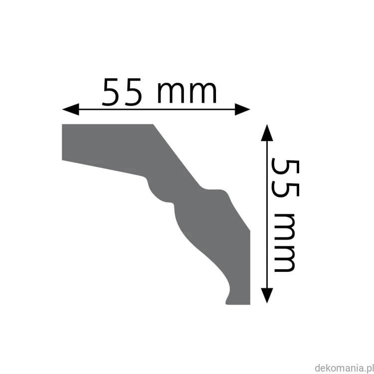 Biała listwa przysufitowa gładka 5,5x5,5cm LGG-25 Creativa LGG25 Przekrój.jpg