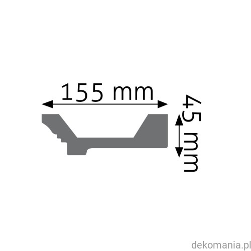 Biała listwa przysufitowa gładka 15,5x4,5cm LGG-26 Creativa LGG26 Przekrój.jpg