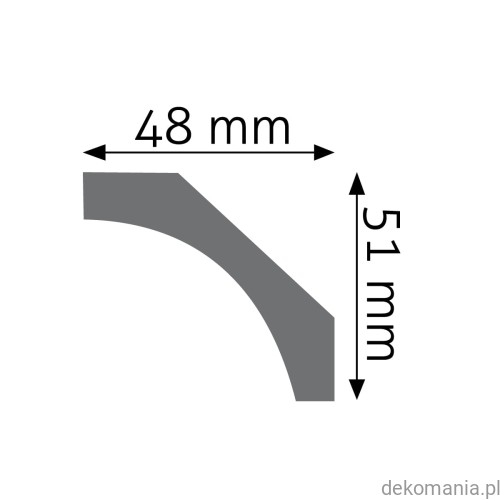 Biała listwa przysufitowa gładka 4,8x5,1cm LGG-28 Creativa LGG28 Przekrój.jpg
