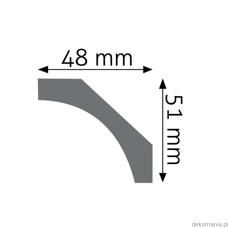 Biała listwa przysufitowa gładka 4,8x5,1cm LGG-28 Creativa LGG28 Przekrój.jpg