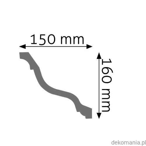Biała listwa przysufitowa gładka 15x16cm LGG-30 Creativa LGG30 Przekrój.jpg