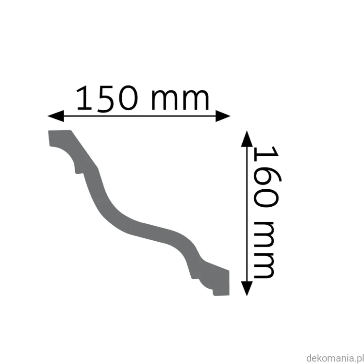 Biała listwa przysufitowa gładka 15x16cm LGG-30 Creativa LGG30 Przekrój.jpg