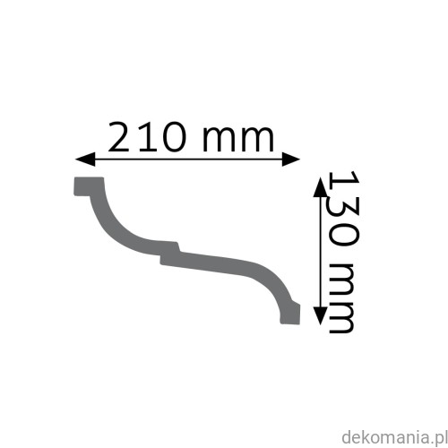 Biała listwa przysufitowa gładka 21x13cm LGG-31 Creativa LGG31 Przekrój.jpg