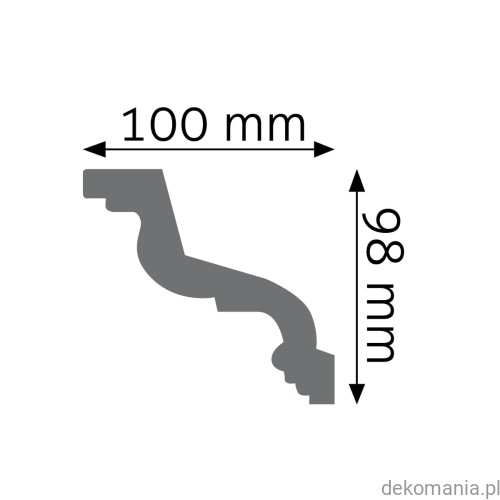 Biała listwa przysufitowa gładka 10x9,8cm LGG-32 Creativa LGG32 Przekrój.jpg