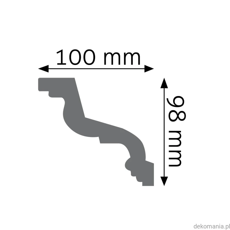 Biała listwa przysufitowa gładka 10x9,8cm LGG-32 Creativa LGG32 Przekrój.jpg