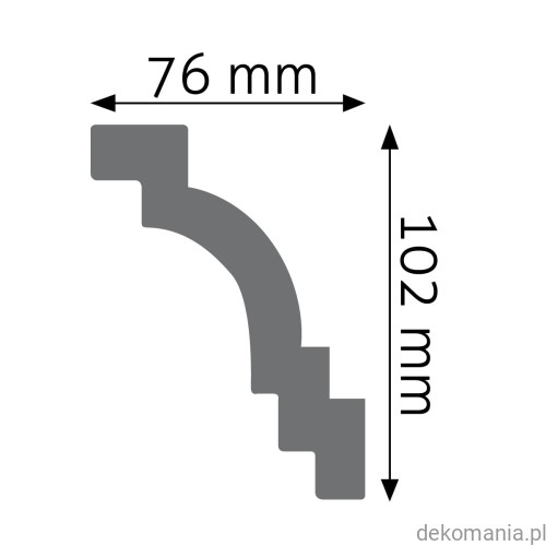 Biała listwa przysufitowa gładka 7,6x10,2cm LGG-33 Creativa LGG33 Przekrój.jpg