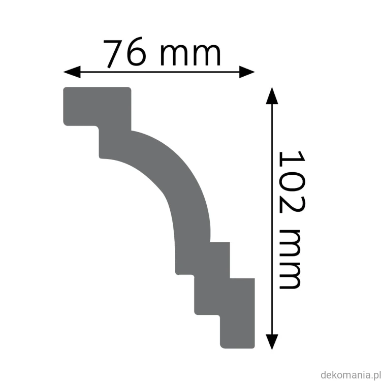 Biała listwa przysufitowa gładka 7,6x10,2cm LGG-33 Creativa LGG33 Przekrój.jpg