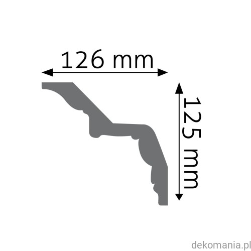 Biała listwa przysufitowa gładka 12,6x12,5cm LGG-34 Creativa LGG34 Przekrój.jpg