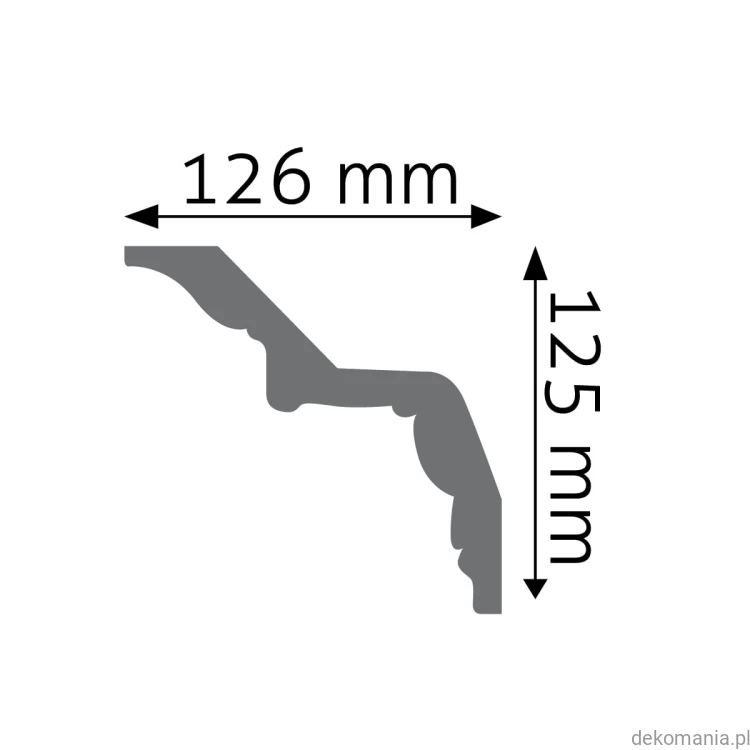 Biała listwa przysufitowa gładka 12,6x12,5cm LGG-34 Creativa LGG34 Przekrój.jpg
