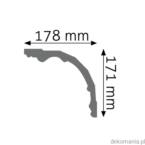 Biała listwa przysufitowa gładka 18x17cm LGG-35 Creativa LGG35 Przekrój.jpg