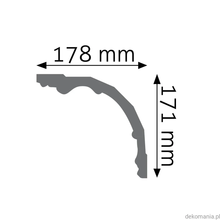 Biała listwa przysufitowa gładka 18x17cm LGG-35 Creativa LGG35 Przekrój.jpg