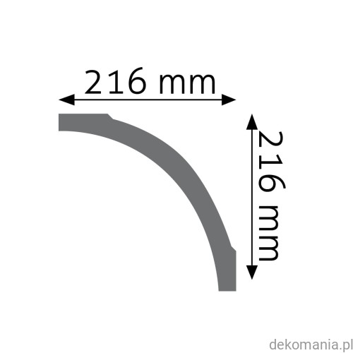 Biała listwa przysufitowa gładka 22x22cm LGG-36 Creativa LGG36 Przekrój.jpg
