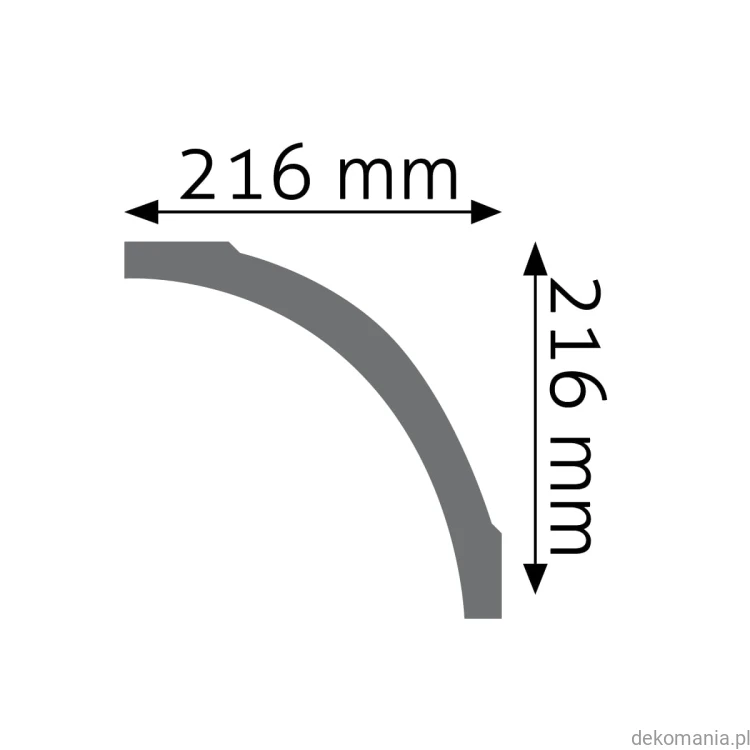 Biała listwa przysufitowa gładka 22x22cm LGG-36 Creativa LGG36 Przekrój.jpg