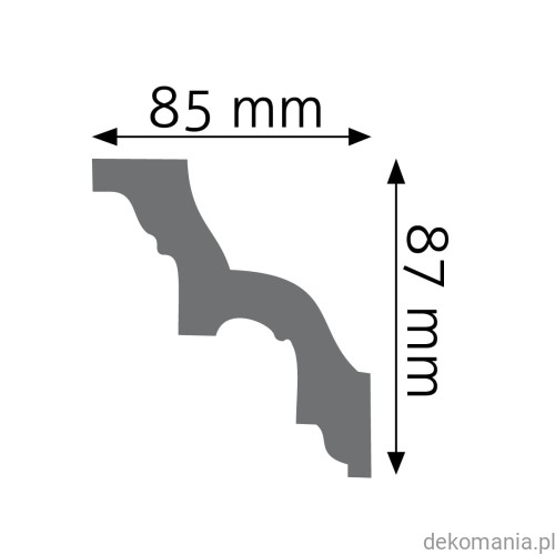 Biała listwa przysufitowa zdobiona 8,5x8,7cm LGZ-01 Creativa LGZ01 Przekrój.jpg
