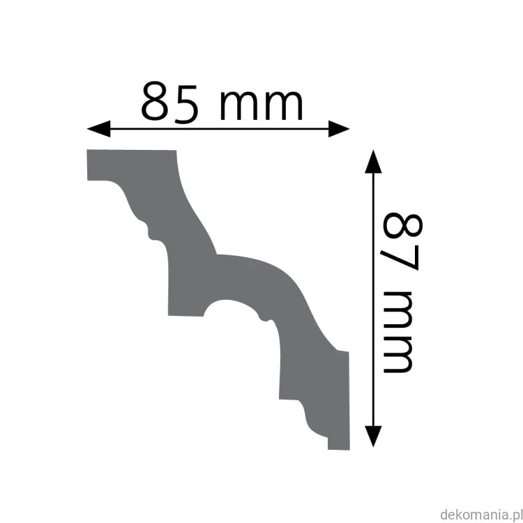 Biała listwa przysufitowa zdobiona 8,5x8,7cm LGZ-01 Creativa LGZ01 Przekrój.jpg
