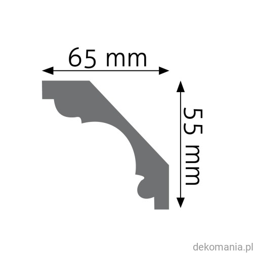 Biała listwa przysufitowa zdobiona 6,5x5,5cm LGZ-02 Creativa LGZ02 Przekrój.jpg