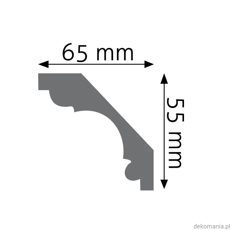 Biała listwa przysufitowa zdobiona 6,5x5,5cm LGZ-02 Creativa LGZ02 Przekrój.jpg