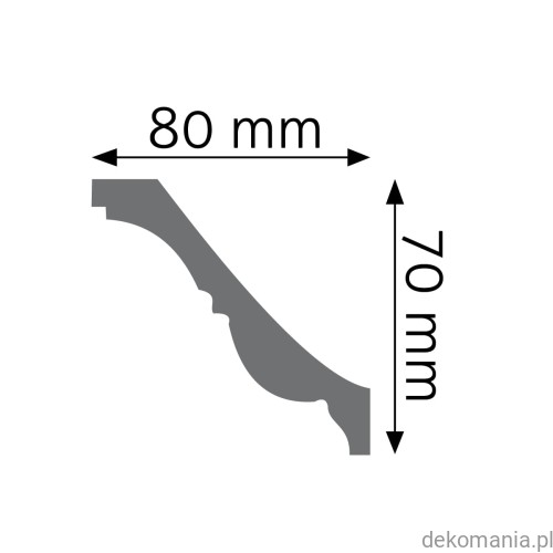 Biała listwa przysufitowa zdobiona 8x7cm LGZ-04 Creativa LGZ04 Przekrój.jpg