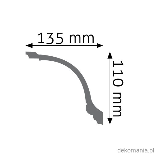Biała listwa przysufitowa zdobiona 13,5x11cm LGZ-05 Creativa LGZ05 Przekrój.jpg