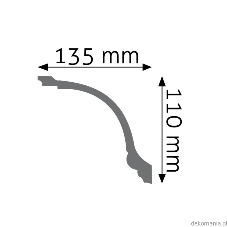Biała listwa przysufitowa zdobiona 13,5x11cm LGZ-05 Creativa LGZ05 Przekrój.jpg