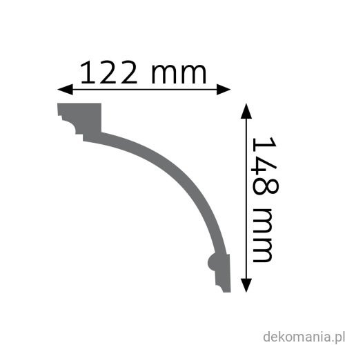 Biała listwa przysufitowa zdobiona 12,2x14,8cm LGZ-15 Creativa LGZ15 Przekrój.jpg