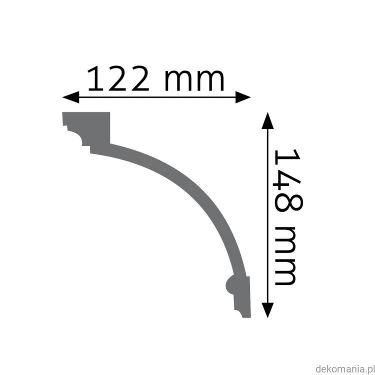 Biała listwa przysufitowa zdobiona 12,2x14,8cm LGZ-15 Creativa LGZ15 Przekrój.jpg