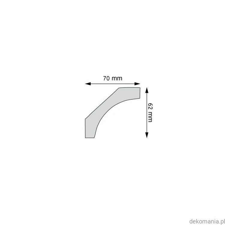 Biała listwa przysufitowa gładka 7x6,2cm LGG-39 Creativa LGG39 Przekrój.jpg