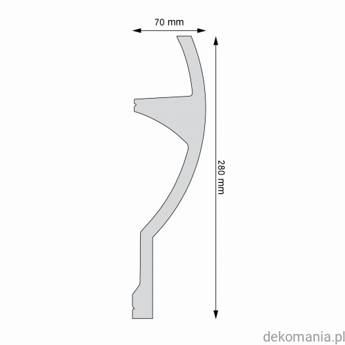 Biała listwa przysufitowa gładka 7x28cm LGG-41 Creativa LGG41 Przekrój.jpg