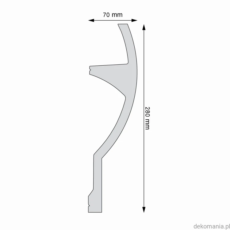 Biała listwa przysufitowa gładka 7x28cm LGG-41 Creativa LGG41 Przekrój.jpg
