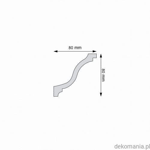Biała listwa przysufitowa gładka 8x8cm LGG-43 Creativa LGG43 Przekrój.jpg