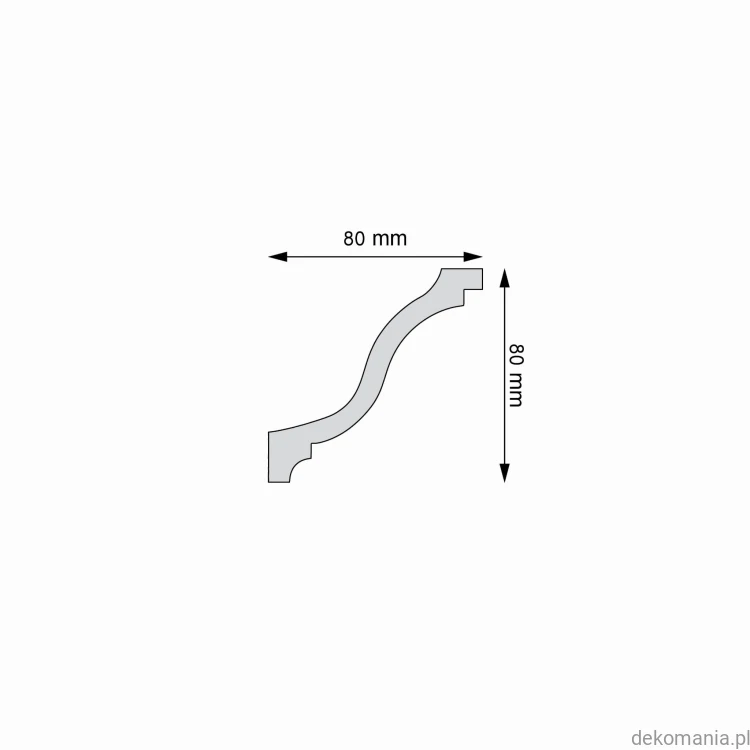 Biała listwa przysufitowa gładka 8x8cm LGG-43 Creativa LGG43 Przekrój.jpg