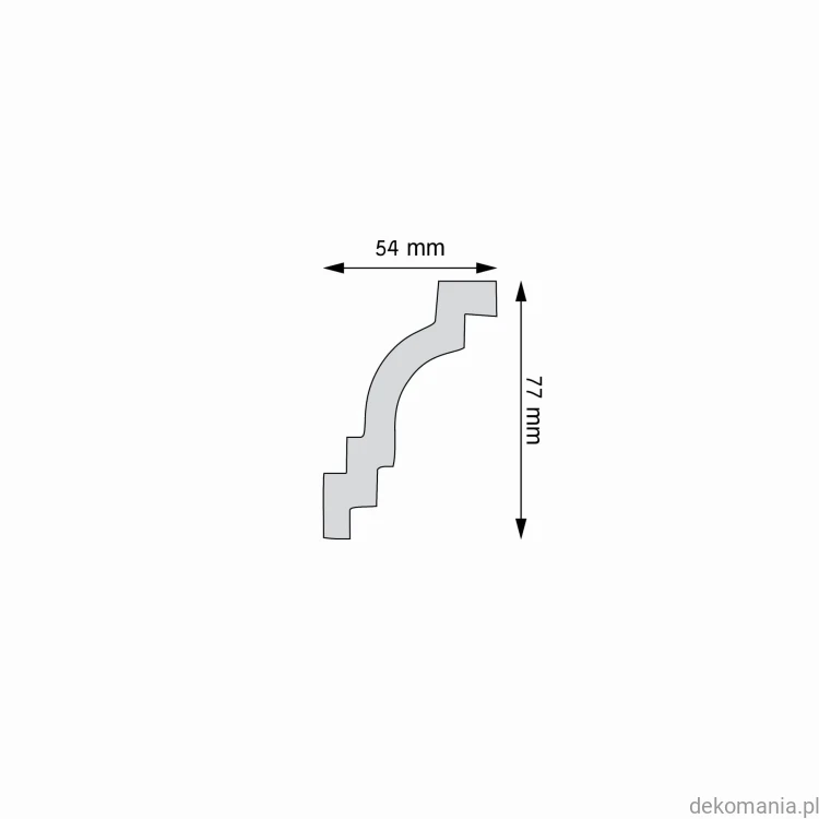 Biała listwa przysufitowa gładka 5,4x7,7cm LGG-44 Creativa LGG44 Przekrój.jpg