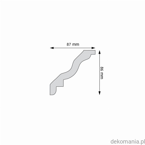 Biała listwa przysufitowa gładka 8,7x8,6cm LGG-45 Creativa LGG45 Przekrój.jpg