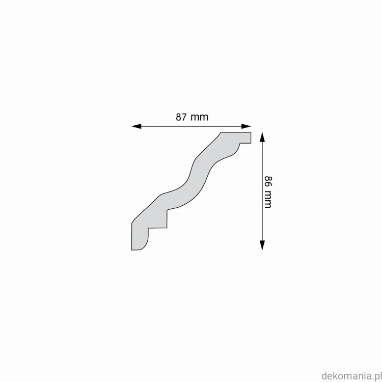 Biała listwa przysufitowa gładka 8,7x8,6cm LGG-45 Creativa LGG45 Przekrój.jpg