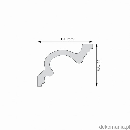 Biała listwa przysufitowa gładka 12x8,8cm LGG-46 Creativa LGG46 Przekrój.jpg
