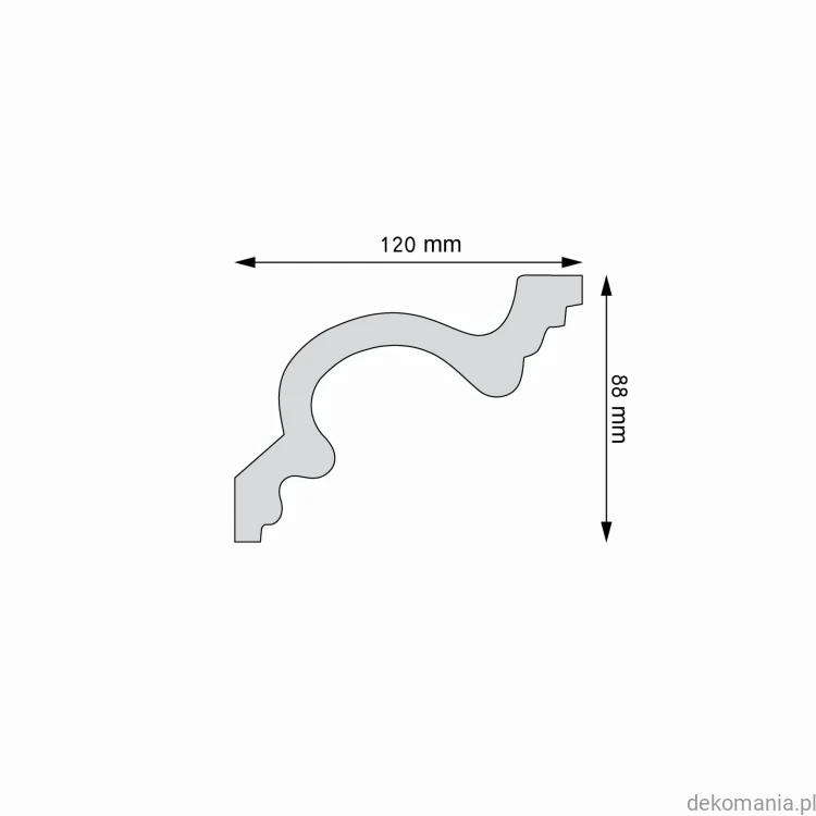 Biała listwa przysufitowa gładka 12x8,8cm LGG-46 Creativa LGG46 Przekrój.jpg