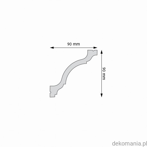 Biała listwa przysufitowa gładka 9x9cm LGG-47 Creativa LGG47 Przekrój.jpg