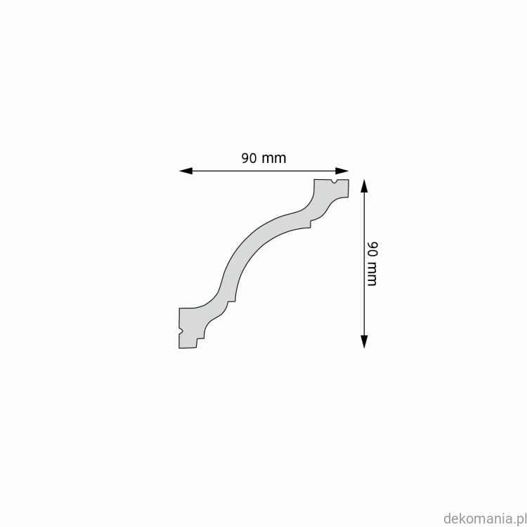 Biała listwa przysufitowa gładka 9x9cm LGG-47 Creativa LGG47 Przekrój.jpg