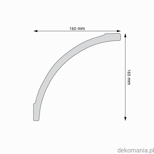 Biała listwa przysufitowa gładka 16x16,5cm LGG-49 Creativa LGG49 Przekrój.jpg