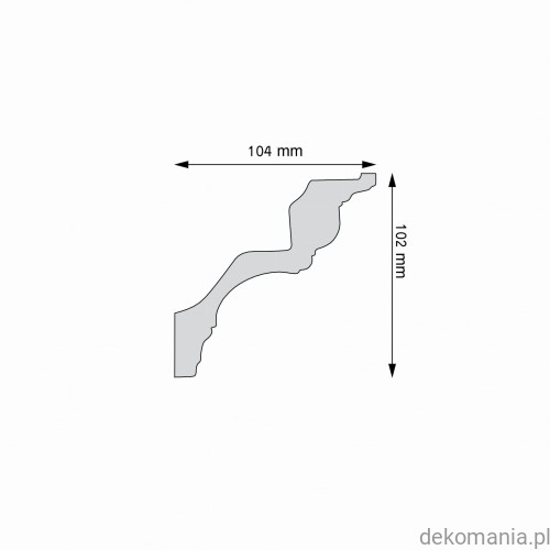 Biała listwa przysufitowa gładka 10,4x10,2cm LGG-53 Creativa LGG53 Przekrój.jpg