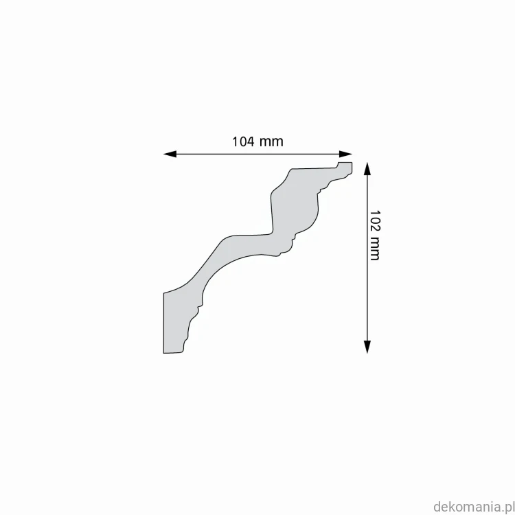 Biała listwa przysufitowa gładka 10,4x10,2cm LGG-53 Creativa LGG53 Przekrój.jpg