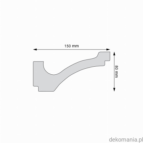 Biała listwa przysufitowa gładka 15x8cm LGG-55 Creativa LGG55 Przekrój.jpg