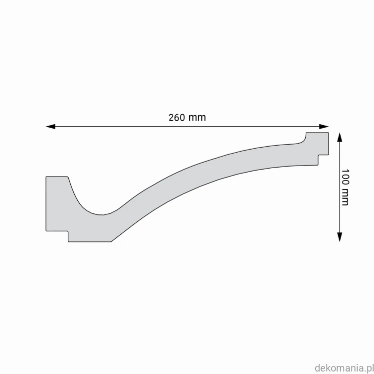 Biała listwa przysufitowa gładka 26x10cm LGG-56 Creativa LGG56 Przekrój.jpg