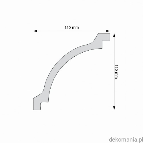 Biała listwa przysufitowa gładka 15x15cm LGG-57 Creativa LGG57 Przekrój.jpg