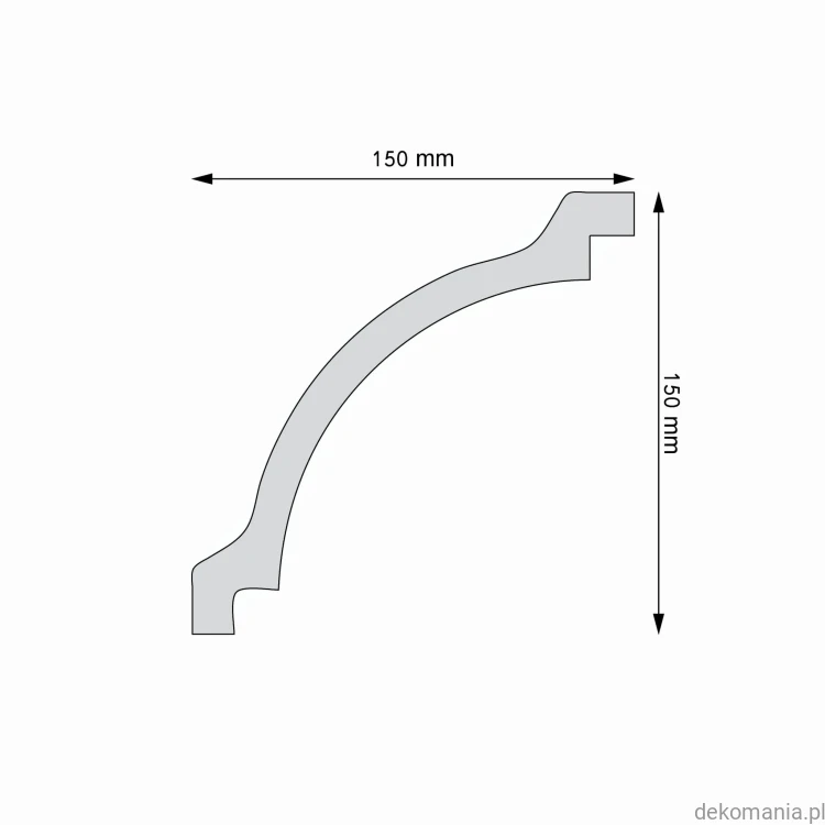 Biała listwa przysufitowa gładka 15x15cm LGG-57 Creativa LGG57 Przekrój.jpg