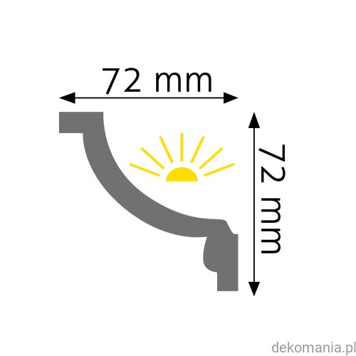 Listwa oświetleniowa LED przysufitowa zdobiona 7,2x7,2cm LGZ-12 Creativa LGZ12 Przekrój.jpg