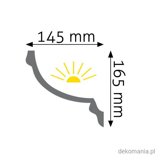 Listwa oświetleniowa LED przysufitowa gładka 14,5x16,5cm LGG-14 Creativa LGG14 Przekrój.jpg