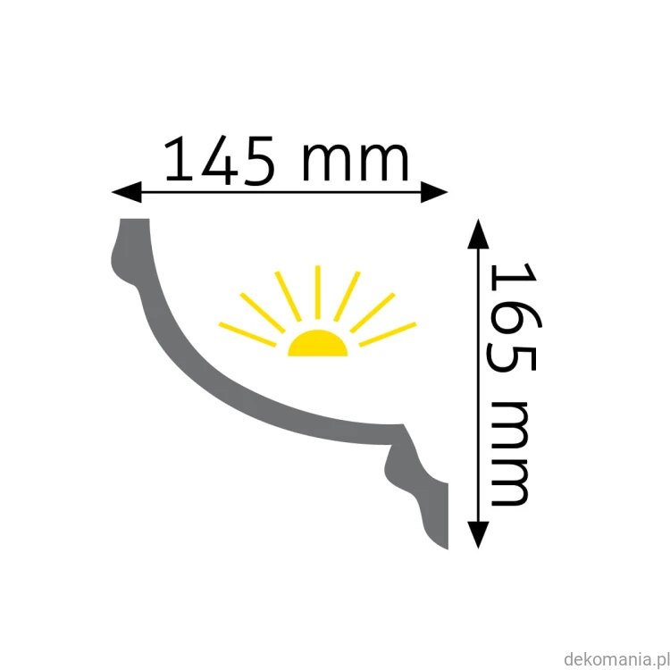 Listwa oświetleniowa LED przysufitowa gładka 14,5x16,5cm LGG-14 Creativa LGG14 Przekrój.jpg